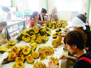 カボチャを向いている所