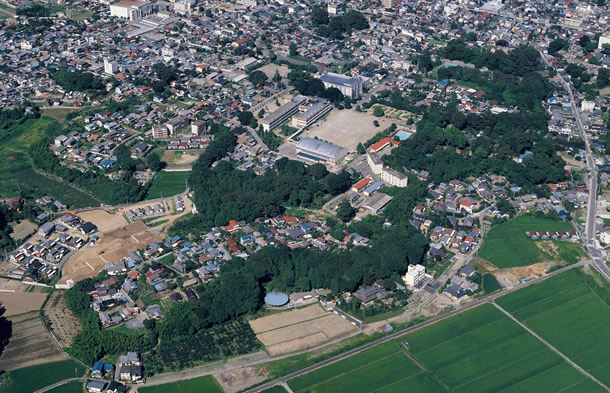 常陸国府跡を空から撮った写真